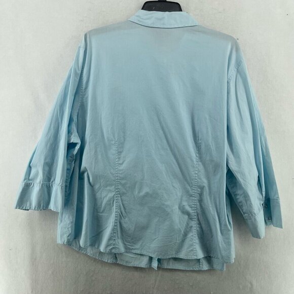 Style & Co Shirt Women's 22W Light Blue Collared 3/4 Sleeves Snap Button Stretch - Picture 2 of 10